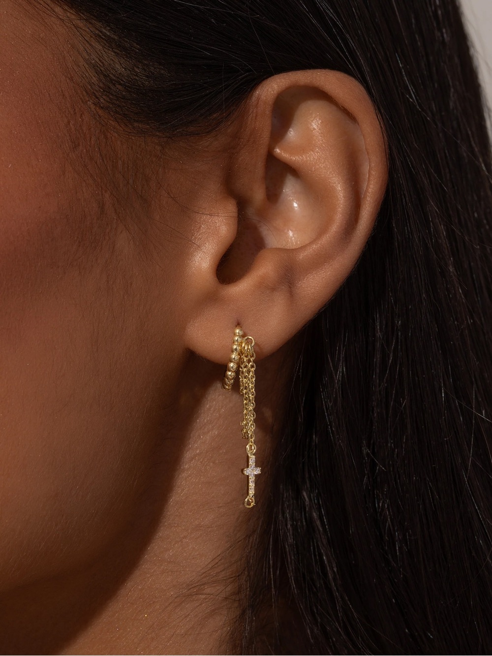 Uncommon James Cross and Chains Huggie Earrings